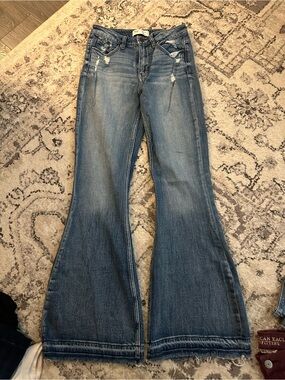 BKE Distressed Light Blue Flare Jeans